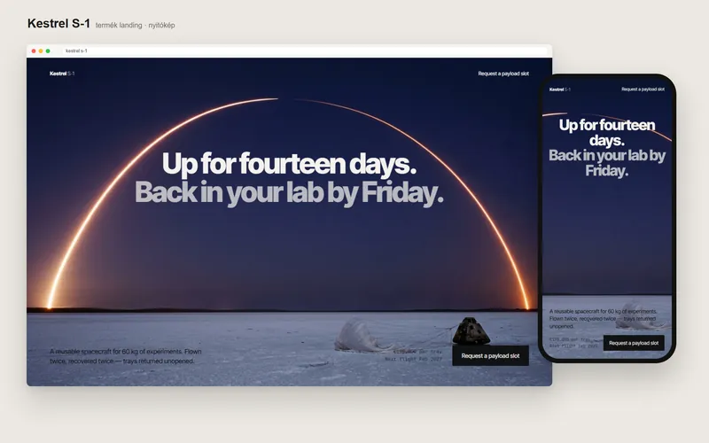 Kestrel S-1: landing page — kestrel s-1