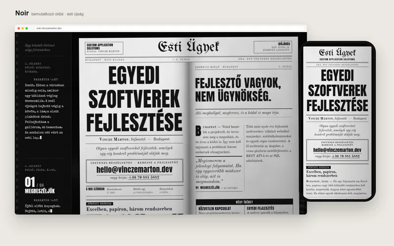 Noir: landing page — noir.vinczemarton.dev