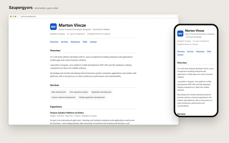 Super fast: landing page — perf.vinczemarton.dev
